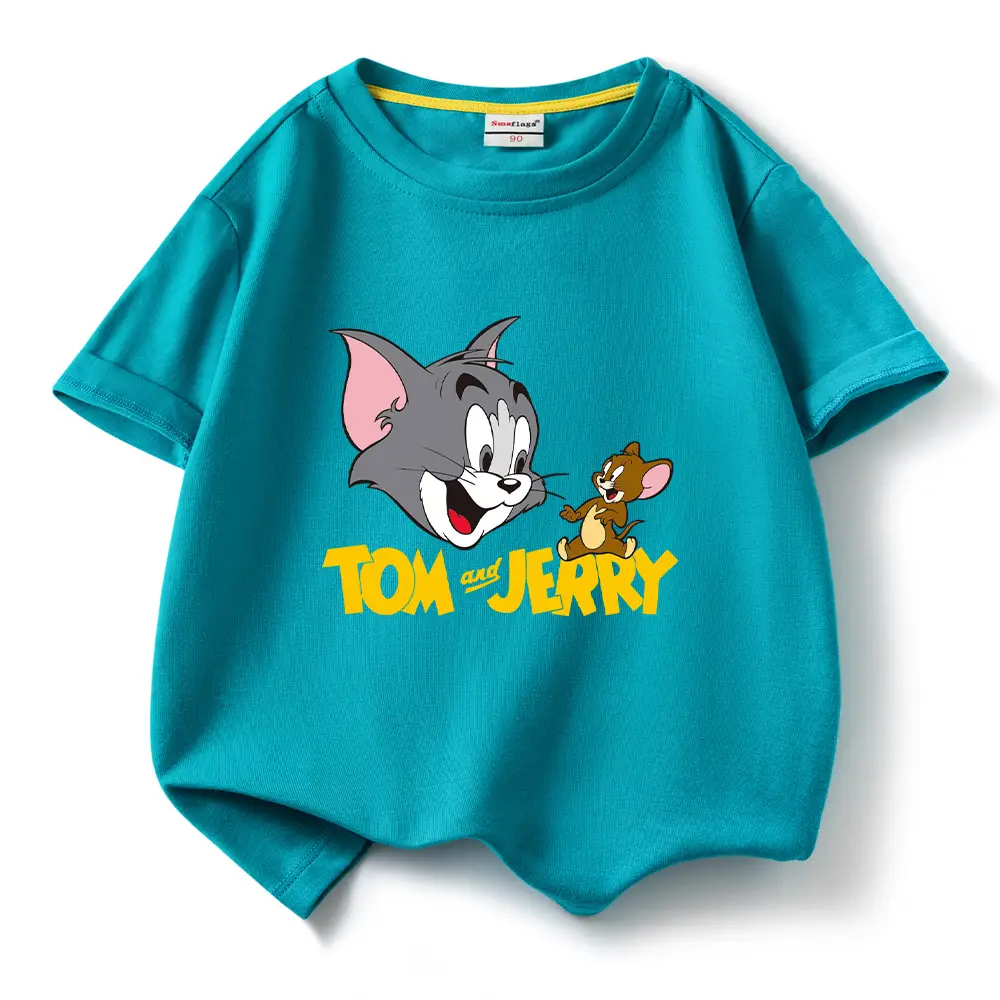 Tom and Jerry Pink Kids T-Shirt Short Sleeve Cotton