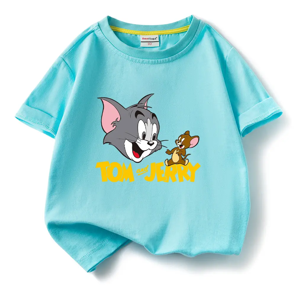 Tom and Jerry Pink Kids T-Shirt Short Sleeve Cotton