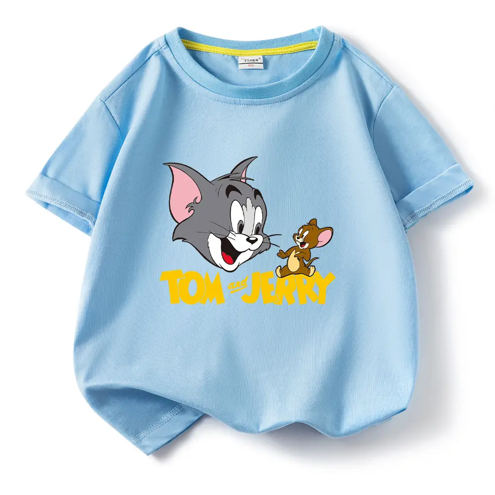 Tom and Jerry Pink Kids T-Shirt Short Sleeve Cotton