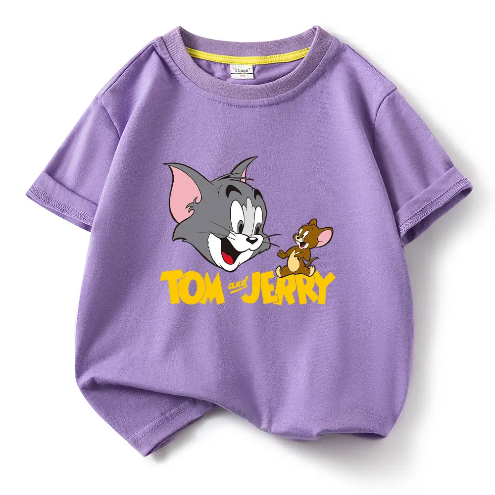 Tom and Jerry Pink Kids T-Shirt Short Sleeve Cotton