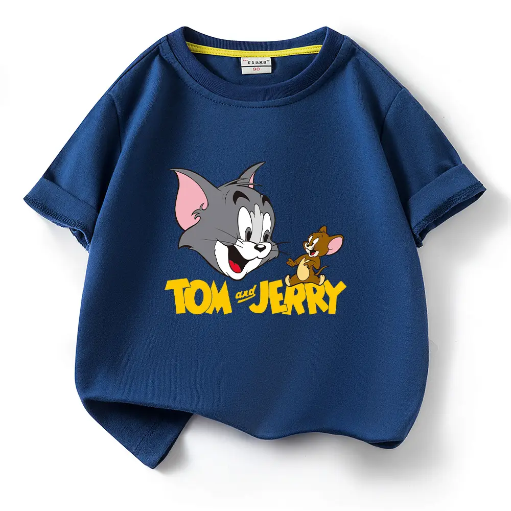 Tom and Jerry Pink Kids T-Shirt Short Sleeve Cotton
