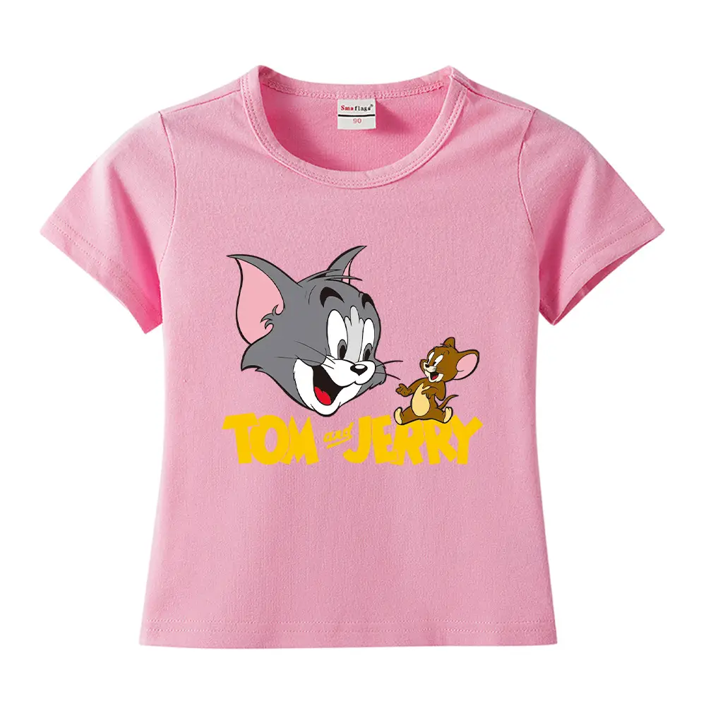 Tom and Jerry Pink Kids T-Shirt Short Sleeve Cotton