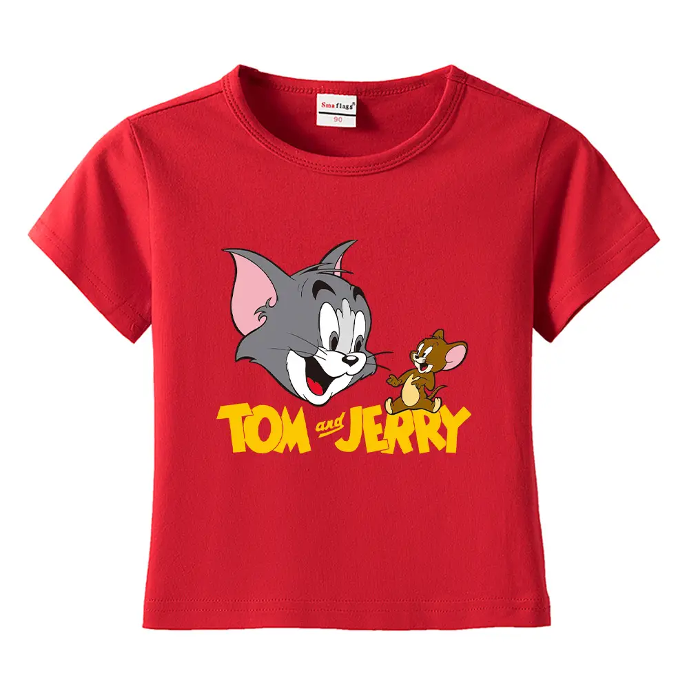 Tom and Jerry Pink Kids T-Shirt Short Sleeve Cotton