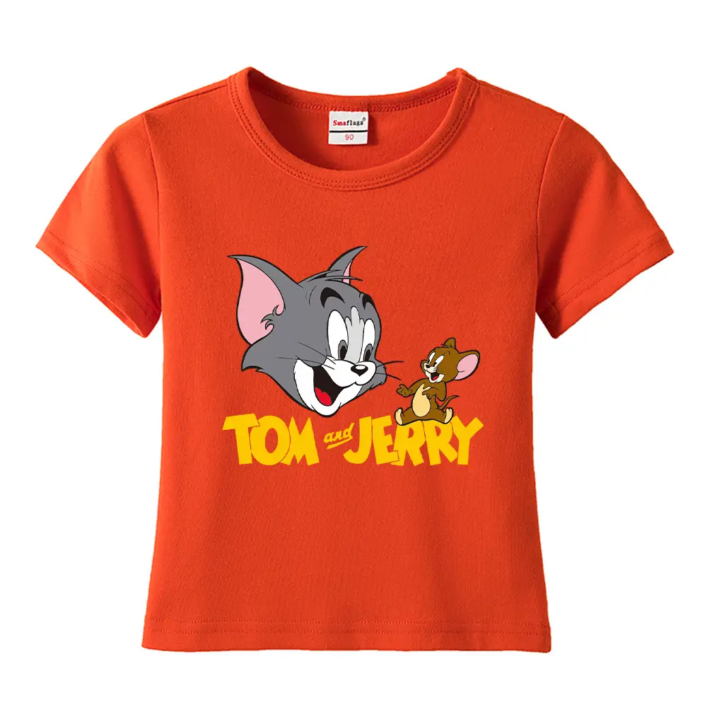 Tom and Jerry Pink Kids T-Shirt Short Sleeve Cotton