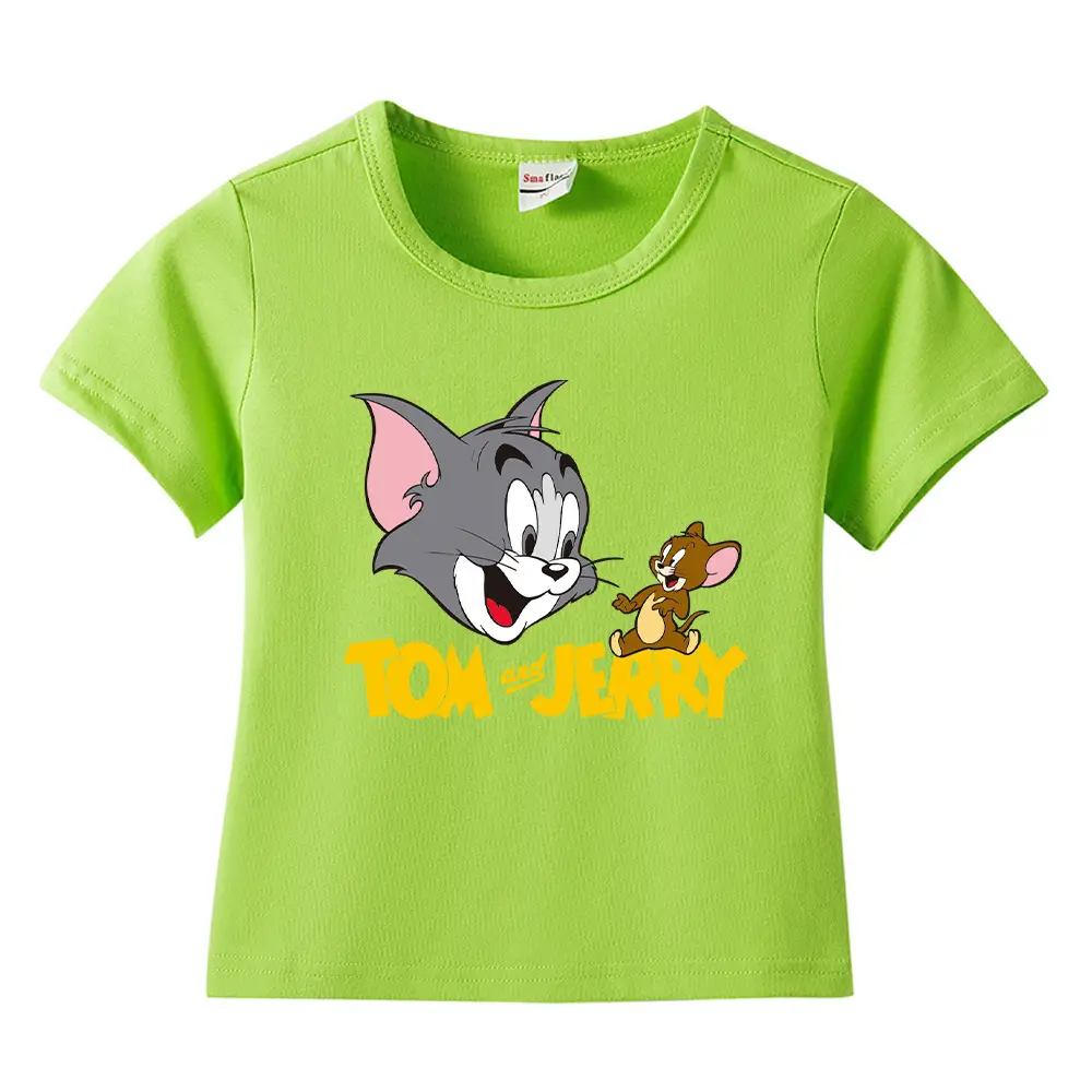 Tom and Jerry Pink Kids T-Shirt Short Sleeve Cotton