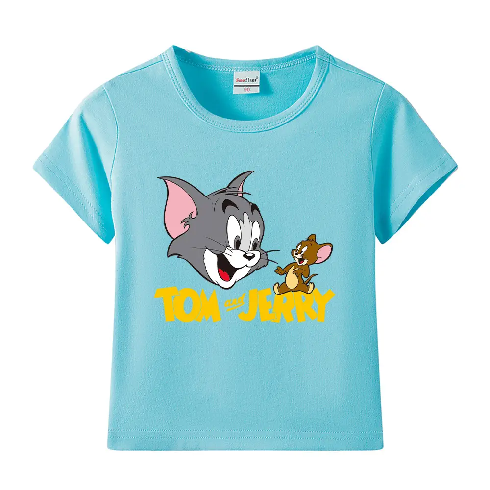 Tom and Jerry Pink Kids T-Shirt Short Sleeve Cotton