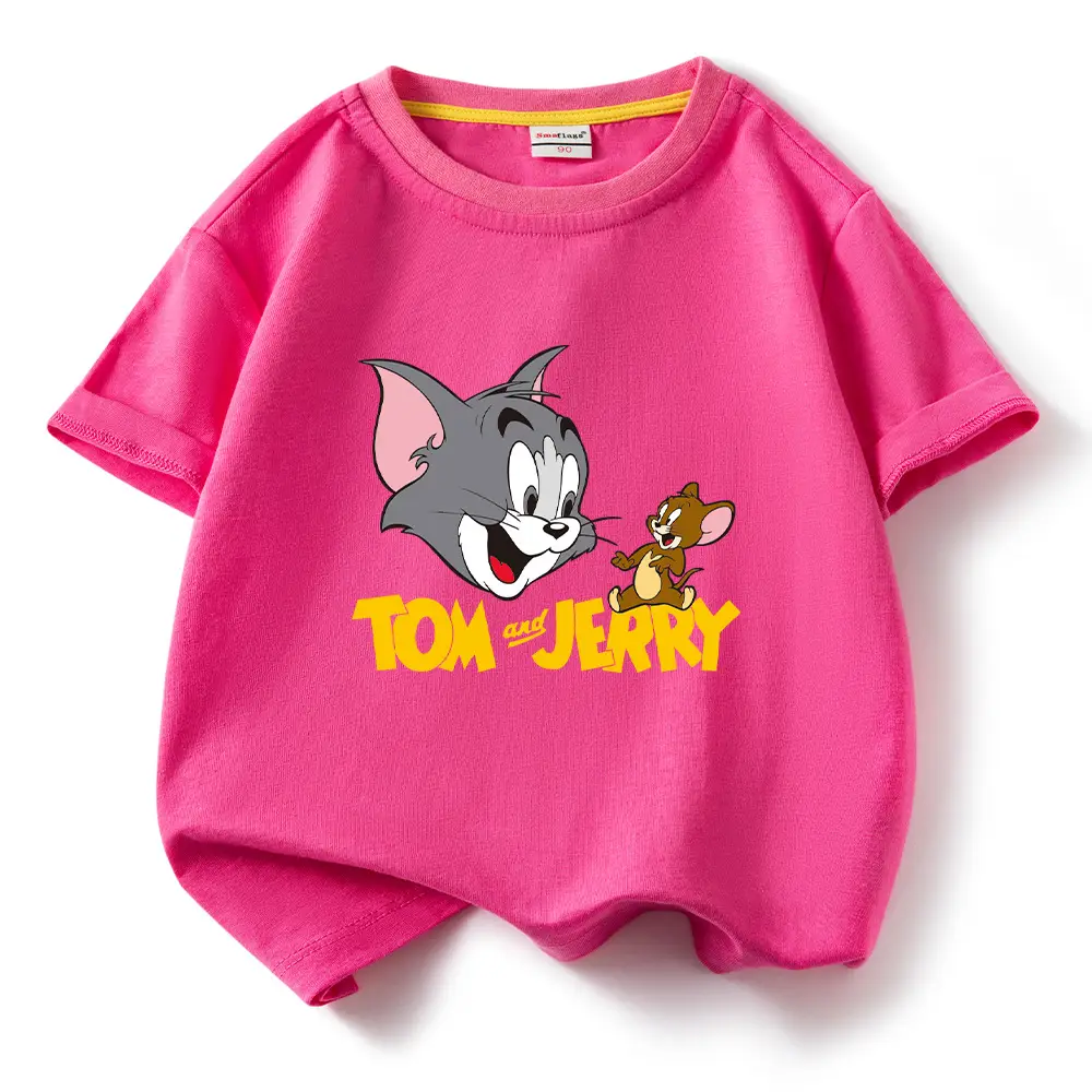Tom and Jerry Pink Kids T-Shirt Short Sleeve Cotton