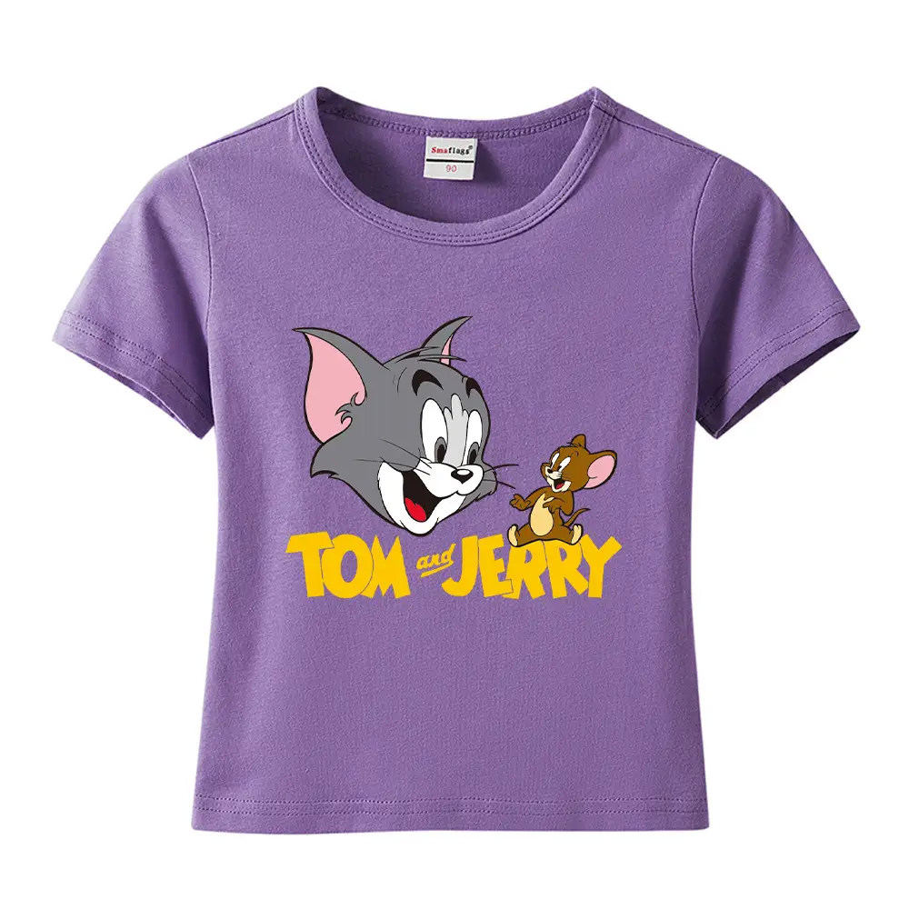 Tom and Jerry Pink Kids T-Shirt Short Sleeve Cotton