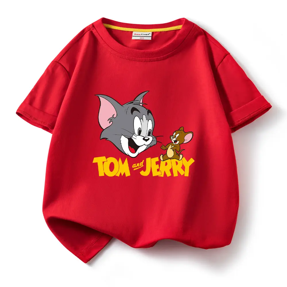 Tom and Jerry Pink Kids T-Shirt Short Sleeve Cotton
