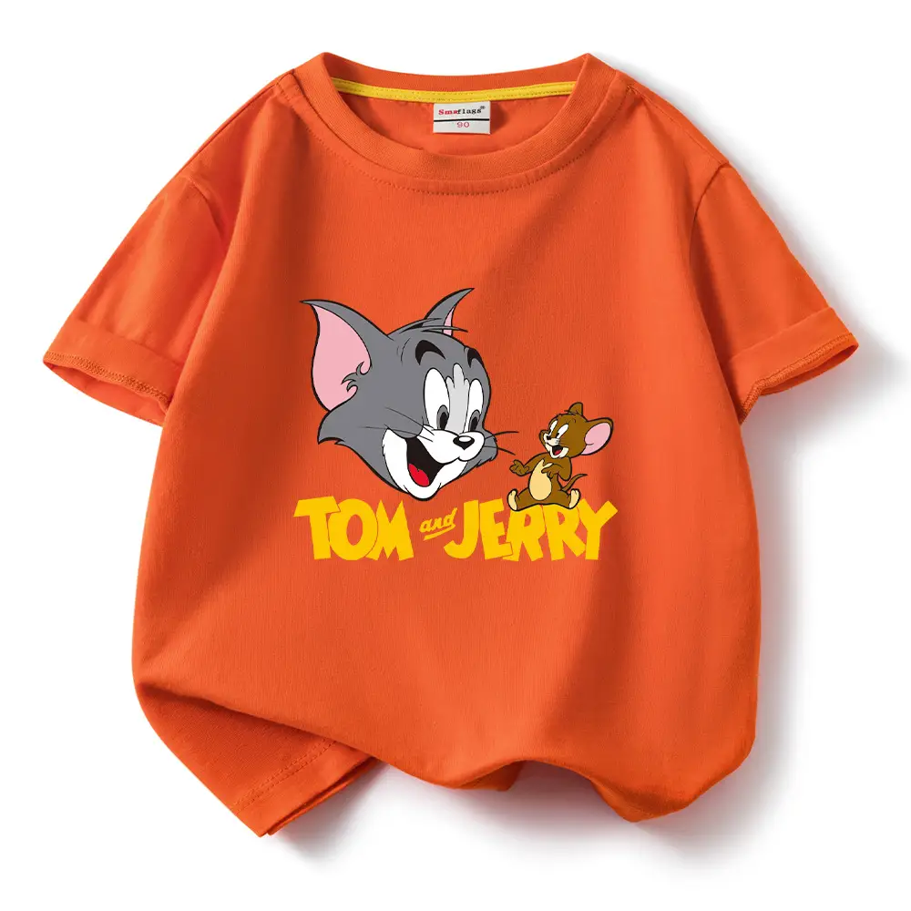 Tom and Jerry Pink Kids T-Shirt Short Sleeve Cotton
