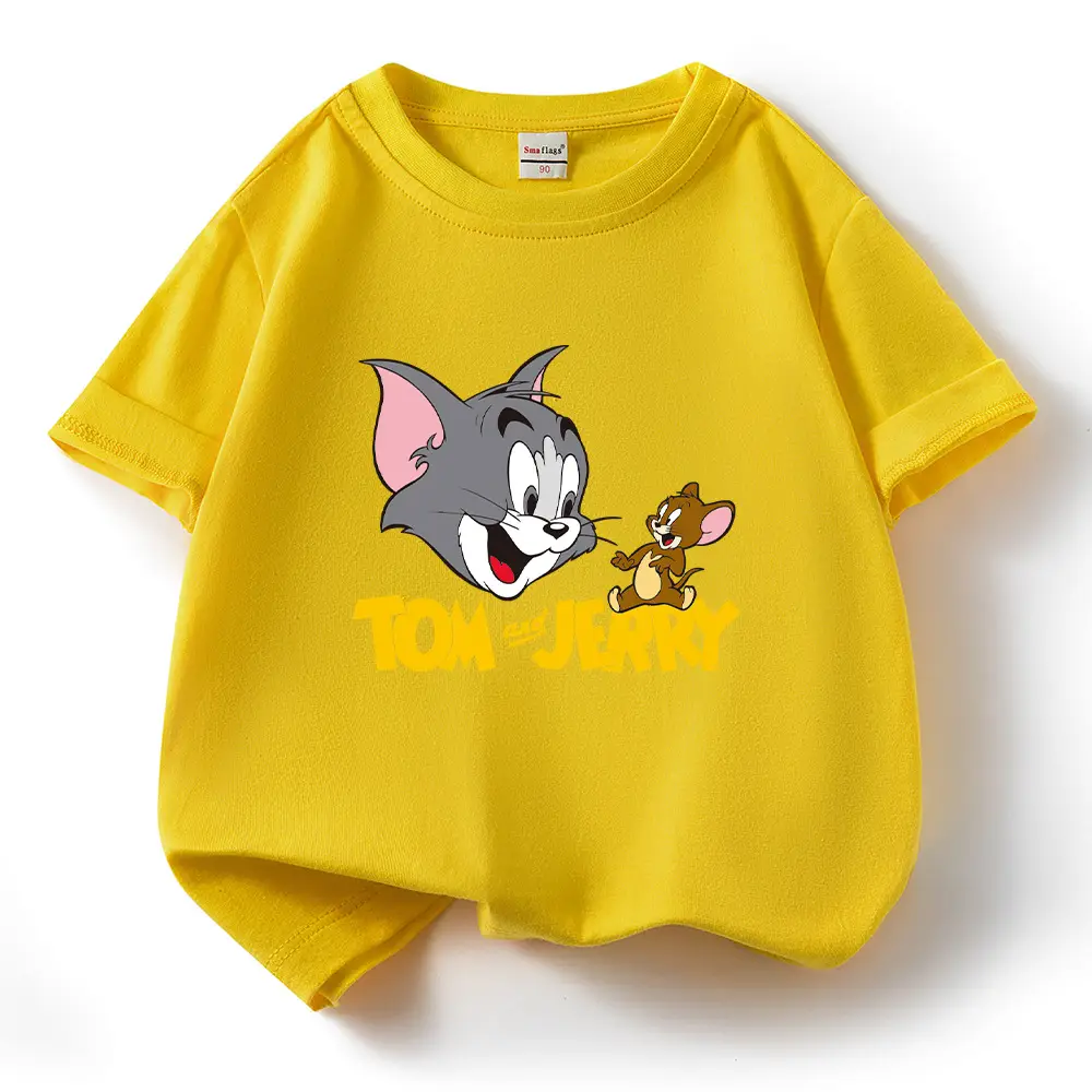 Tom and Jerry Pink Kids T-Shirt Short Sleeve Cotton