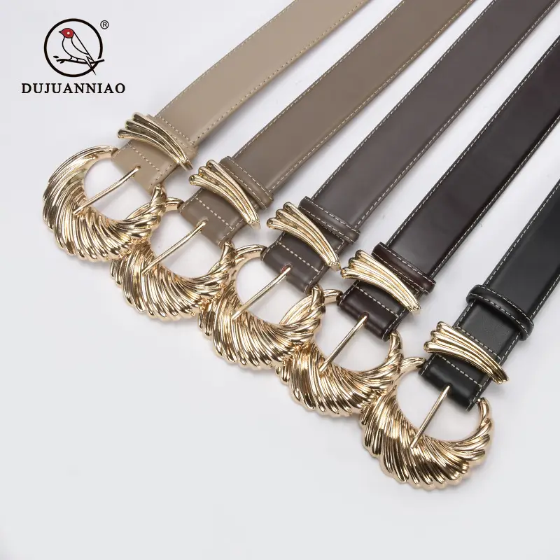Women's Cowhide Wide Buckle Belt Black