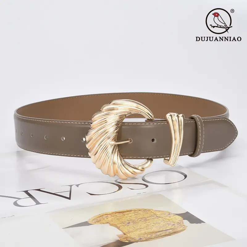 Women's Cowhide Wide Buckle Belt Black