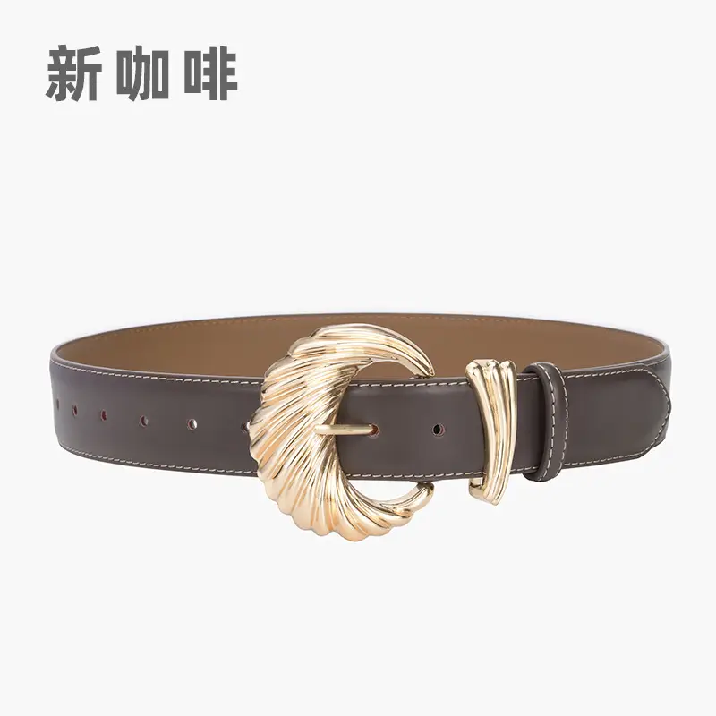 Women's Cowhide Wide Buckle Belt Black