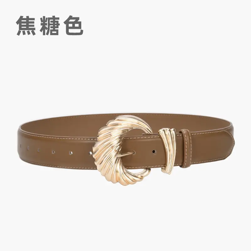 Women's Cowhide Wide Buckle Belt Black