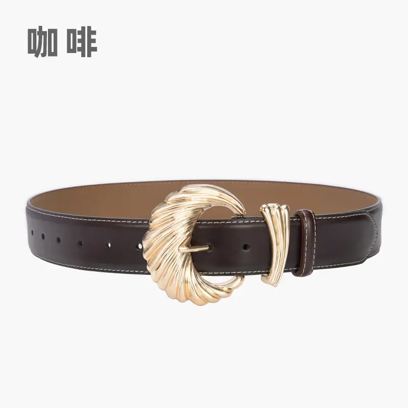 Women's Cowhide Wide Buckle Belt Black