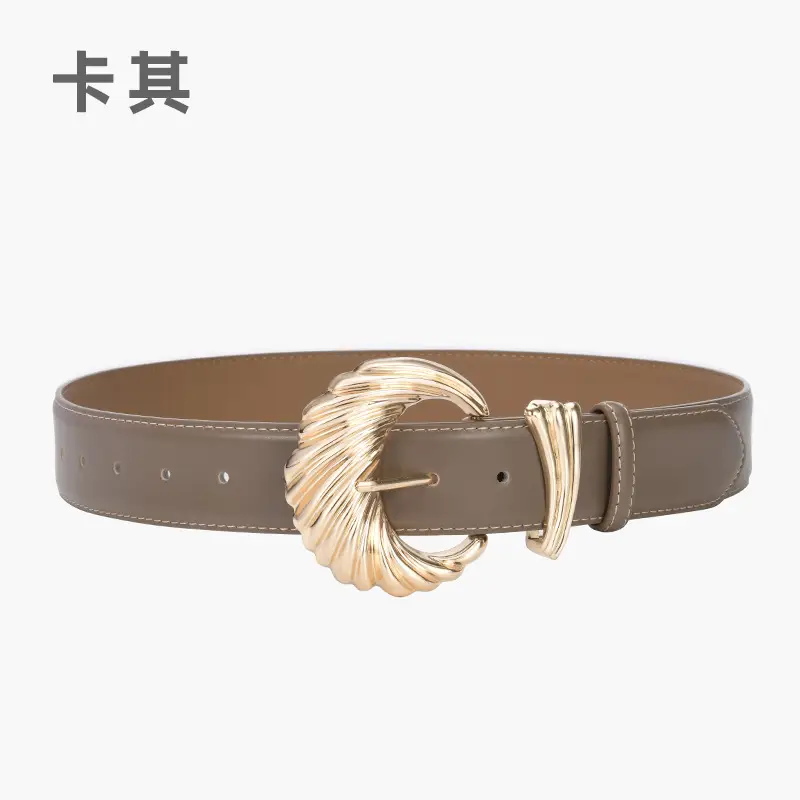 Women's Cowhide Wide Buckle Belt Black
