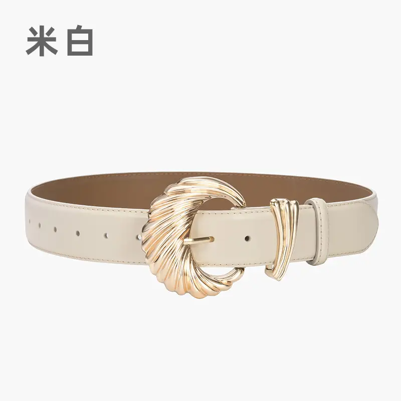 Women's Cowhide Wide Buckle Belt Black