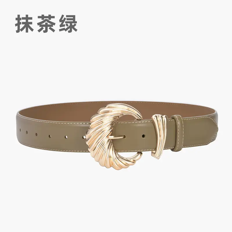 Women's Cowhide Wide Buckle Belt Black