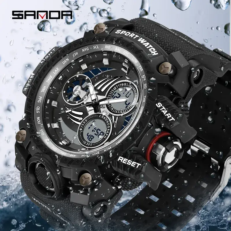 Sanda Sport Watch Black Red Waterproof Shockproof Men's Watch - Image 11