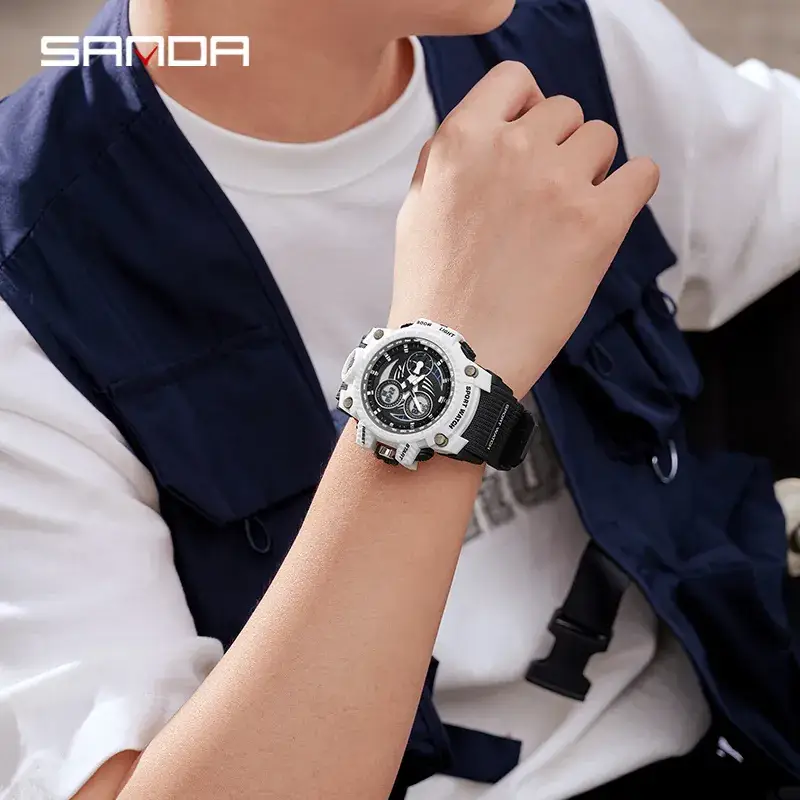 Sanda Sport Watch Black Red Waterproof Shockproof Men's Watch - Image 12