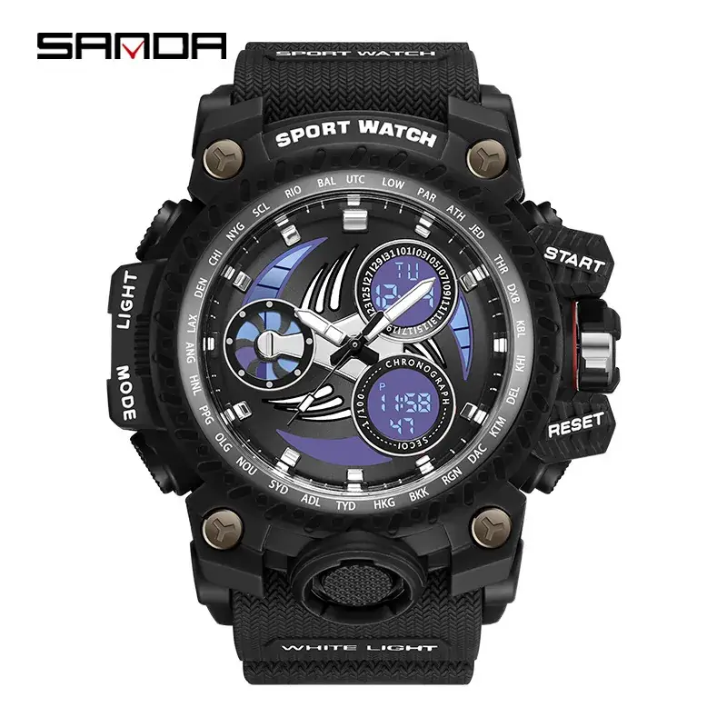Sanda Sport Watch Black Red Waterproof Shockproof Men's Watch - Image 4