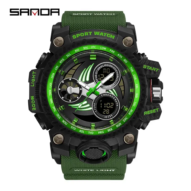Sanda Sport Watch Black Red Waterproof Shockproof Men's Watch - Image 5