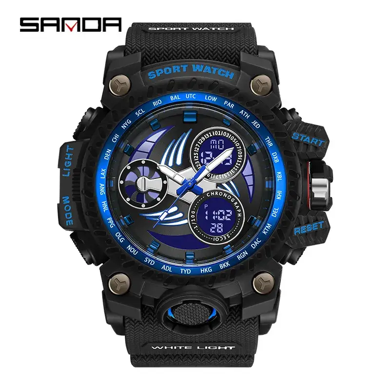 Sanda Sport Watch Black Red Waterproof Shockproof Men's Watch - Image 6