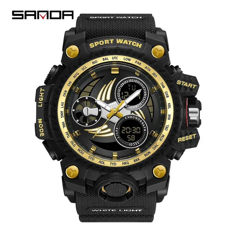 Sanda Sport Watch Black Red Waterproof Shockproof Men's Watch - Image 7