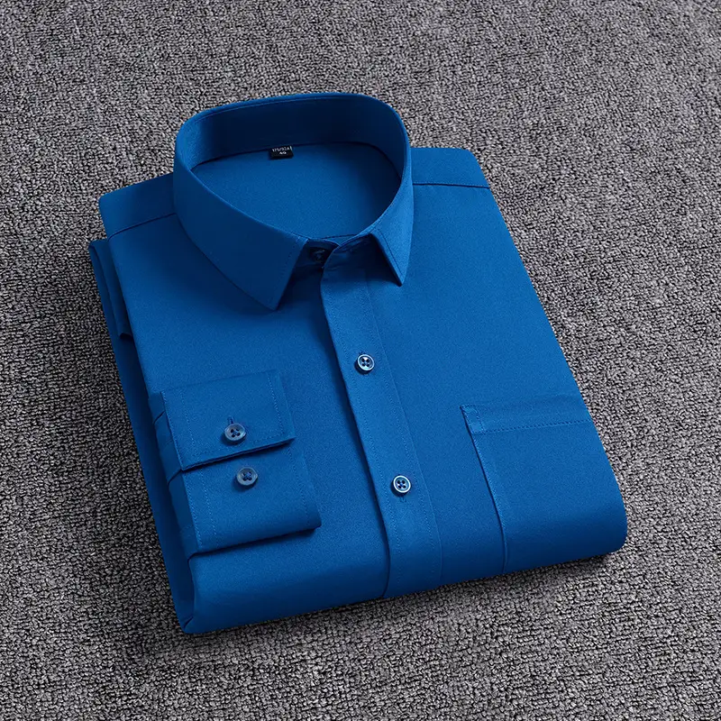 Blue Men's Long Sleeve Shirts for Spring Autumn - Image 2