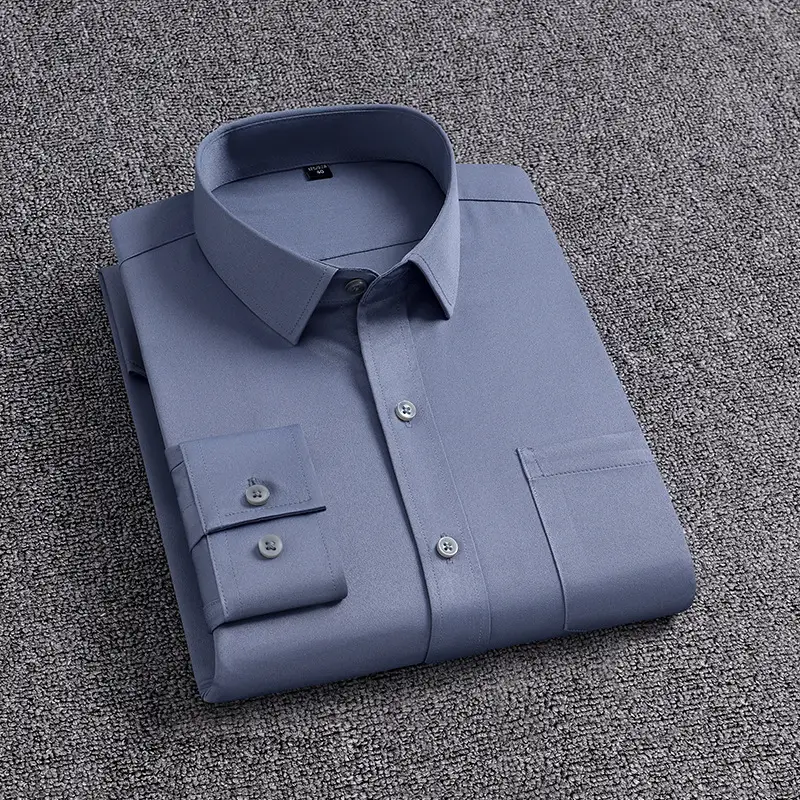 Blue Men's Long Sleeve Shirts for Spring Autumn - Image 4