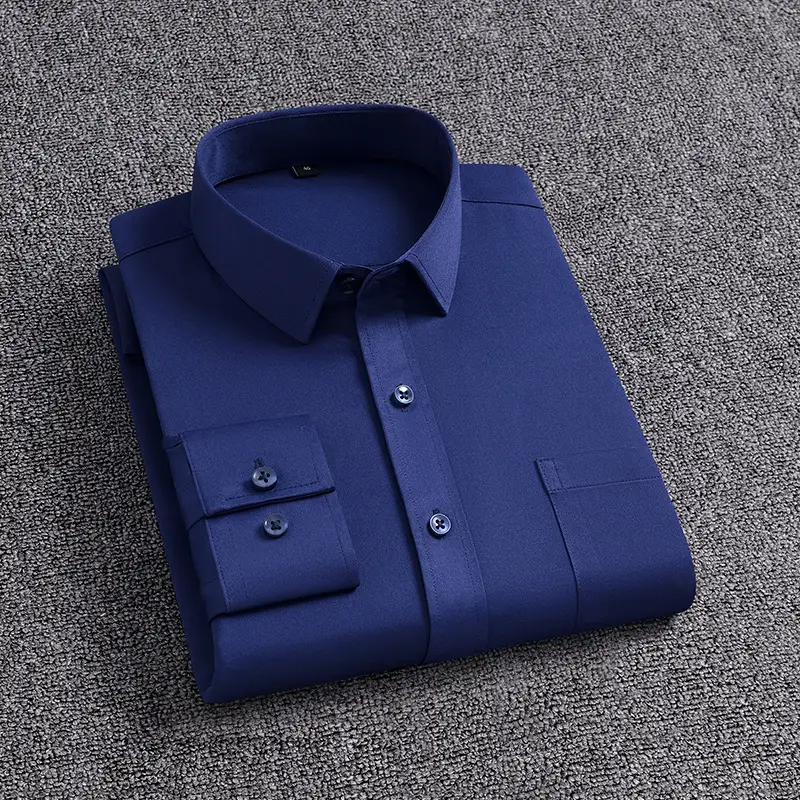 Blue Men's Long Sleeve Shirts for Spring Autumn - Image 6