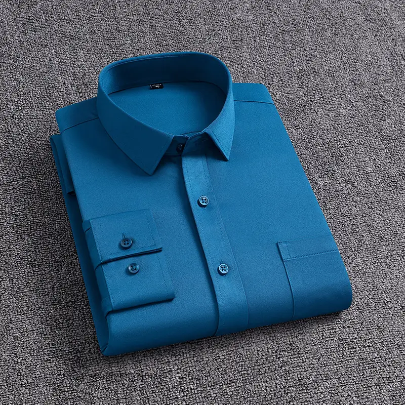 Blue Men's Long Sleeve Shirts for Spring Autumn - Image 8