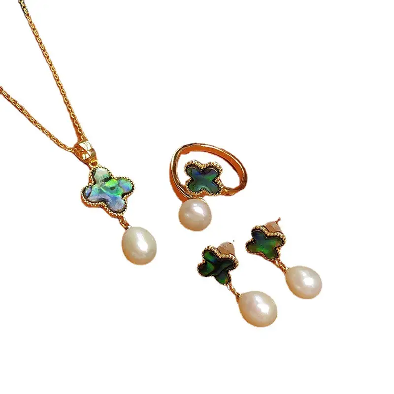 18K Gold Pearl Earrings Set for Women