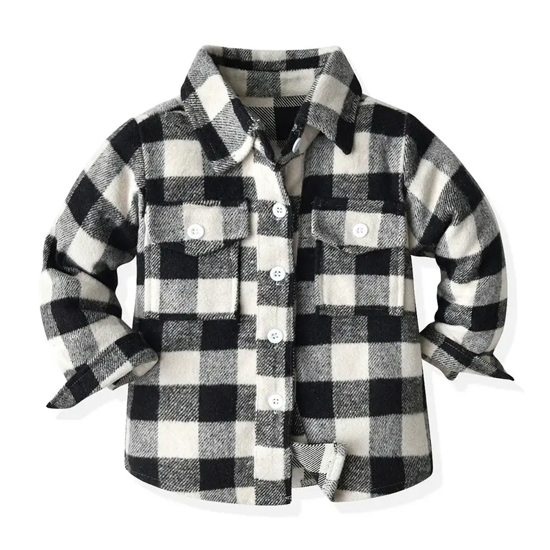 Men Plaid Flannel Shirt Single Button Red Green - Image 3