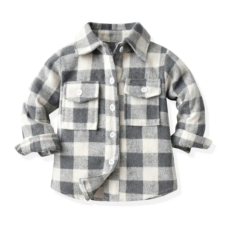 Men Plaid Flannel Shirt Single Button Red Green - Image 2