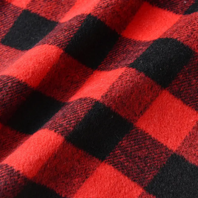Men Plaid Flannel Shirt Single Button Red Green — feature 10