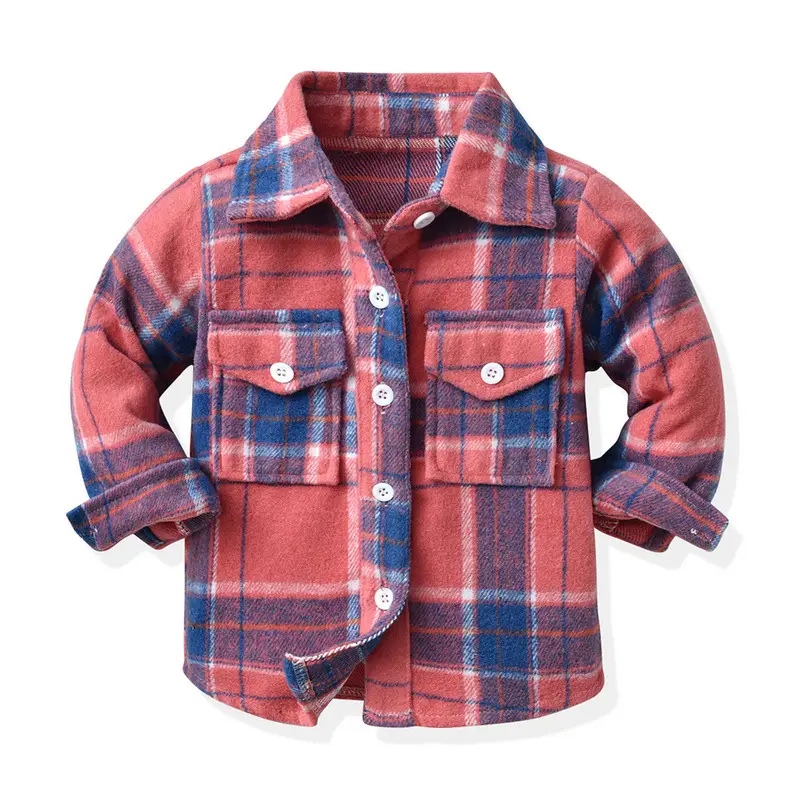 Men Plaid Flannel Shirt Single Button Red Green - Image 12