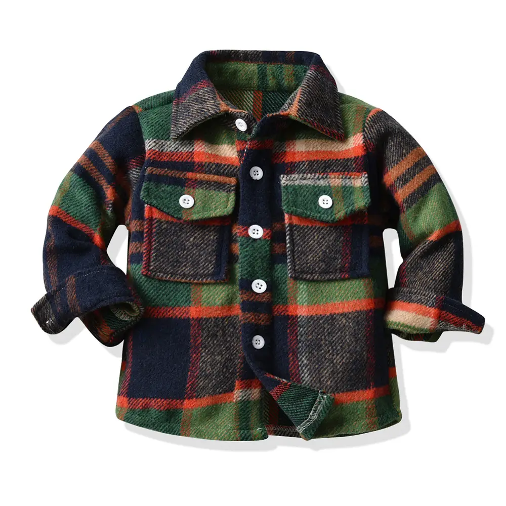 Men Plaid Flannel Shirt Single Button Red Green - Image 14