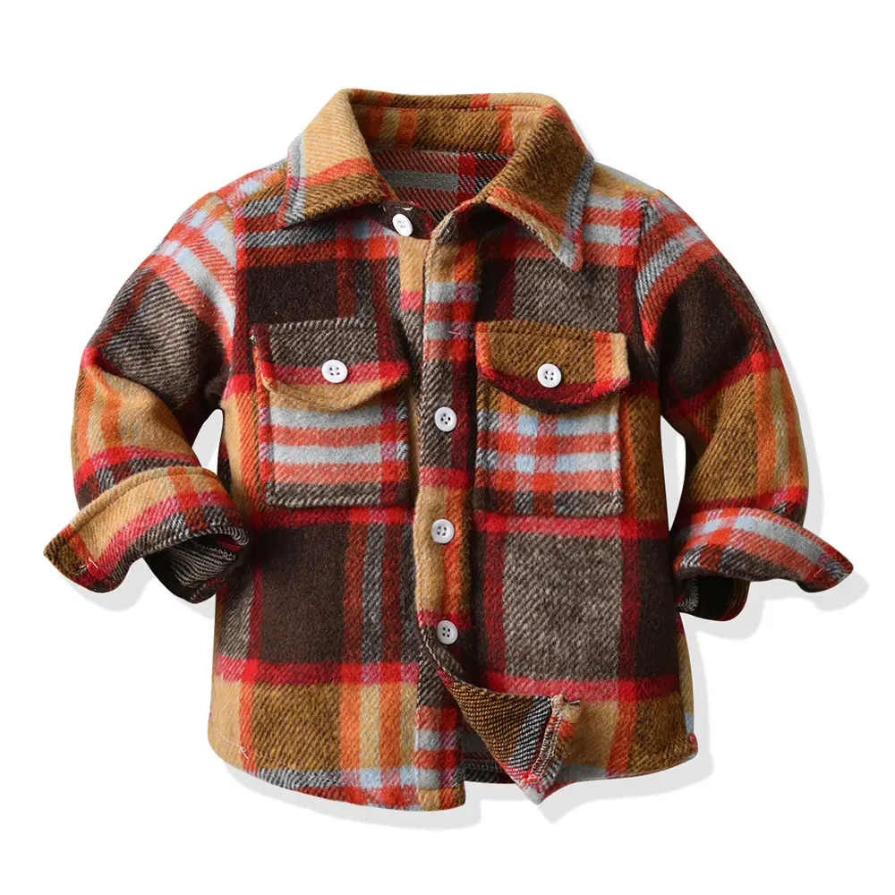 Men Plaid Flannel Shirt Single Button Red Green - Image 15