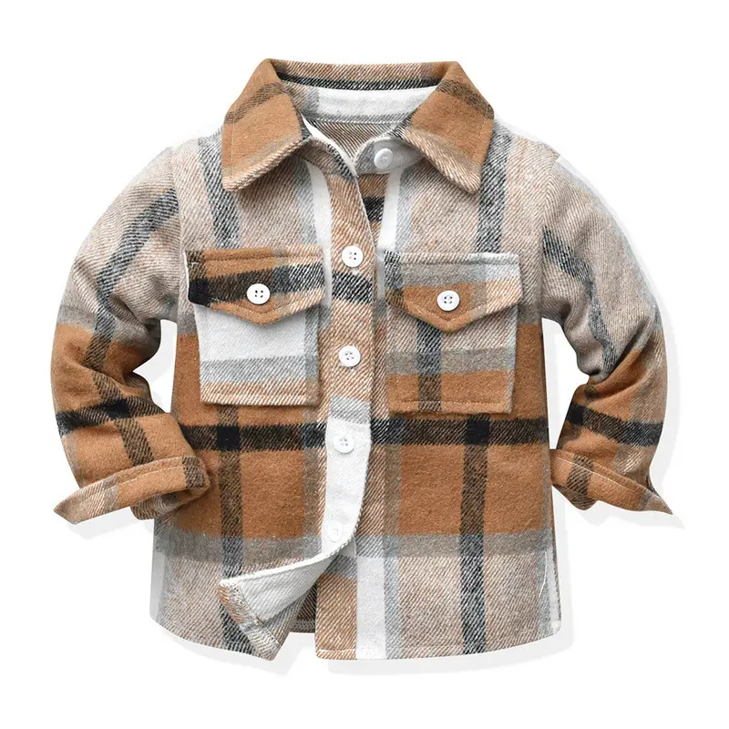 Men Plaid Flannel Shirt Single Button Red Green - Image 5