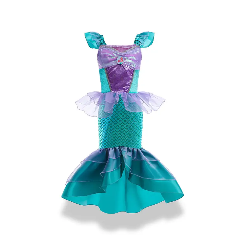Girls Mermaid Skirt Dress Purple Teal Summer Party Wear — feature 2