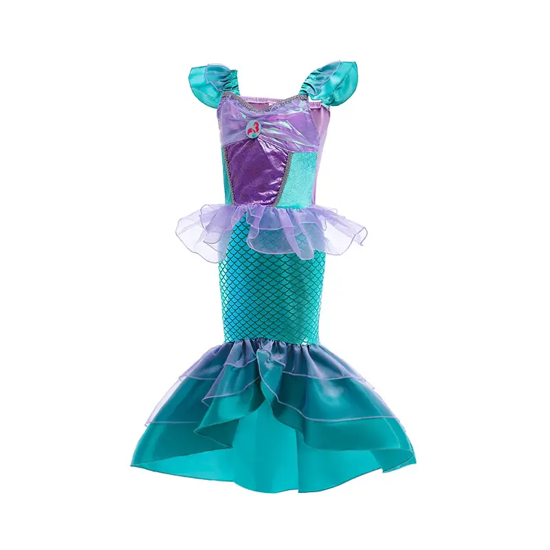 Girls Mermaid Skirt Dress Purple Teal Summer Party Wear — feature 4