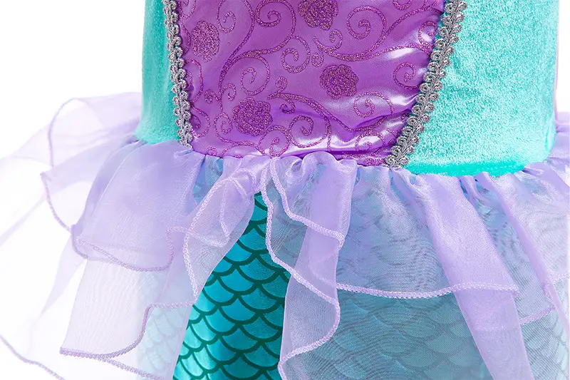 Girls Mermaid Skirt Dress Purple Teal Summer Party Wear — feature 8