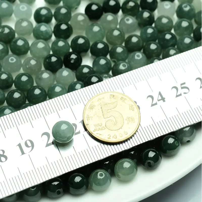 Natural Jade Green Round Beads for DIY Jewelry