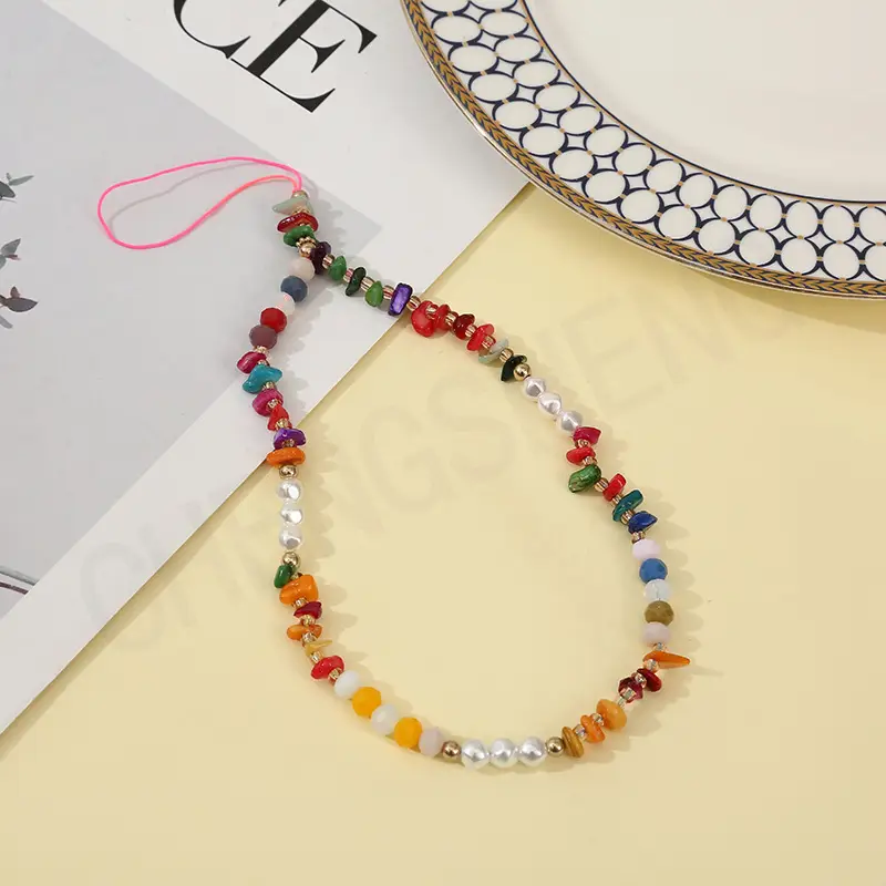 Natural Stone Mobile Phone Lanyard Bracelet Multi Color Wholesale - Image 2