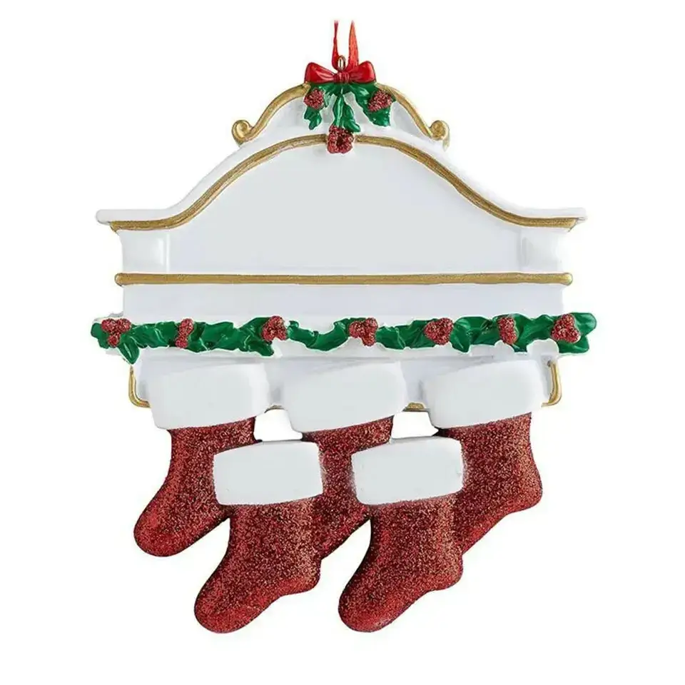 Christmas Socks with Nameplate and Resin Decor - Image 11