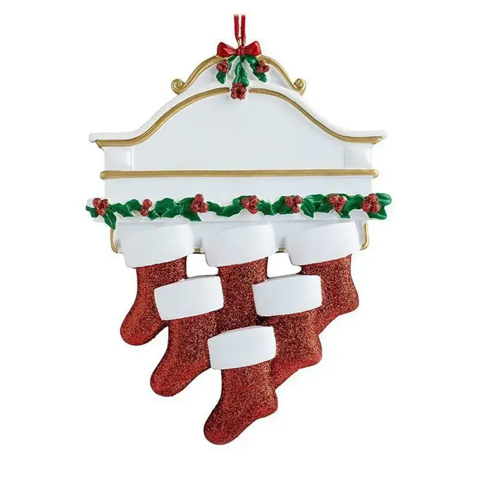 Christmas Socks with Nameplate and Resin Decor - Image 12