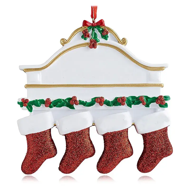 Christmas Socks with Nameplate and Resin Decor - Image 3