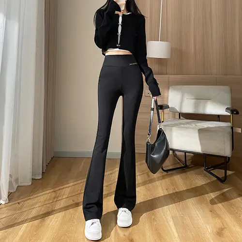 Women Black Flared Slimming Pants Spring Fall 2025 - Image 3
